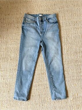 Good American High Rise Cropped Straight Jeans 14-18 Light Wash Stretch Denim